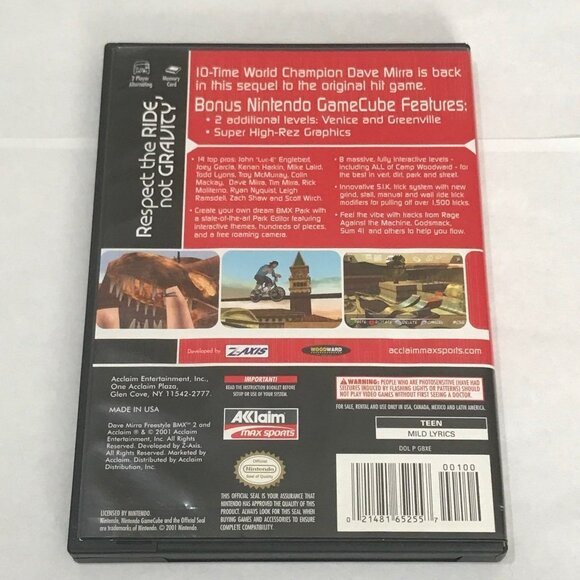 Nintendo GameCube Dave Mirra Freestyle BMX 2 - Picture 2 of 3